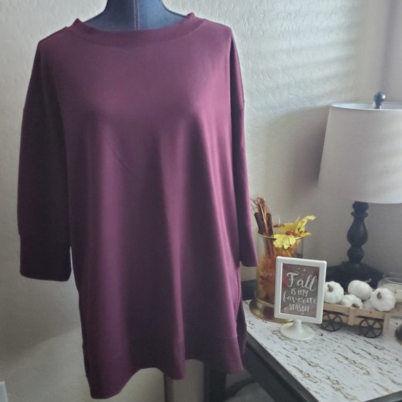 Terra & Sky Top Bundle Purple Quarter Sleeve Tee & Black Flowy Tank Plus Size 0X - Picture 2 of 15